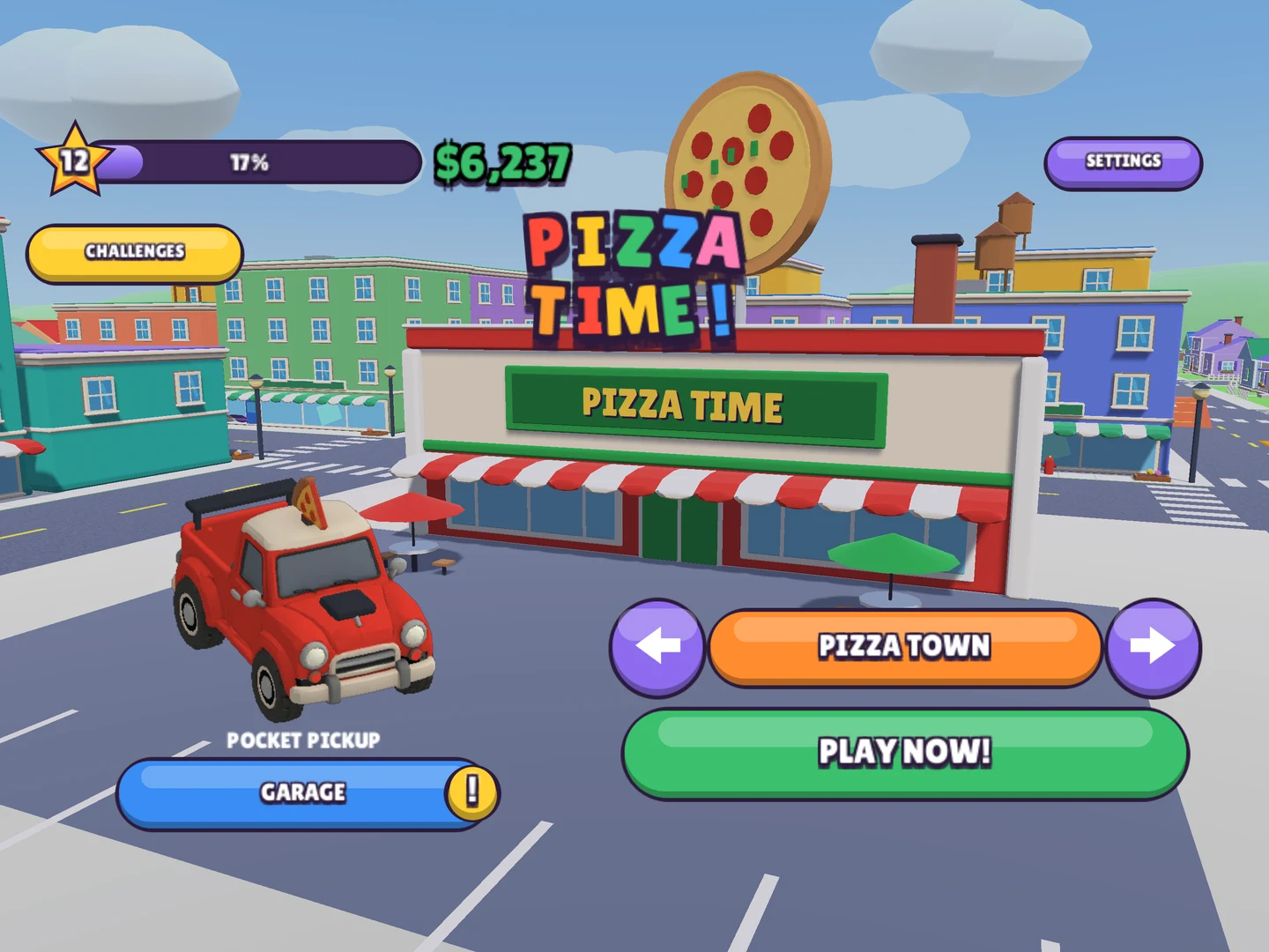 Pizza Time’s launch menu with the Pocket Pickup outside the pizzeria in Pizza Town